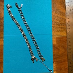 MONET Bundle of 2 Curb Link Bracelets Silver Tone